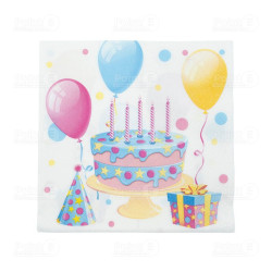 Serviettes "Gâteau anniversaire" - 33 cm